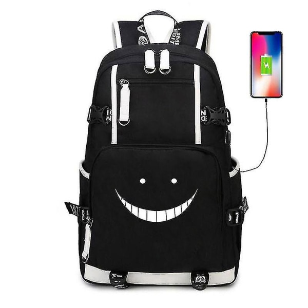 Anime Assassination Klassrum Luminous USB Ryggsäck Bokväskor USB Port Väskor Laptop Skolresor Flickor Pojkar Ryggsäck Mochila Present Style 2