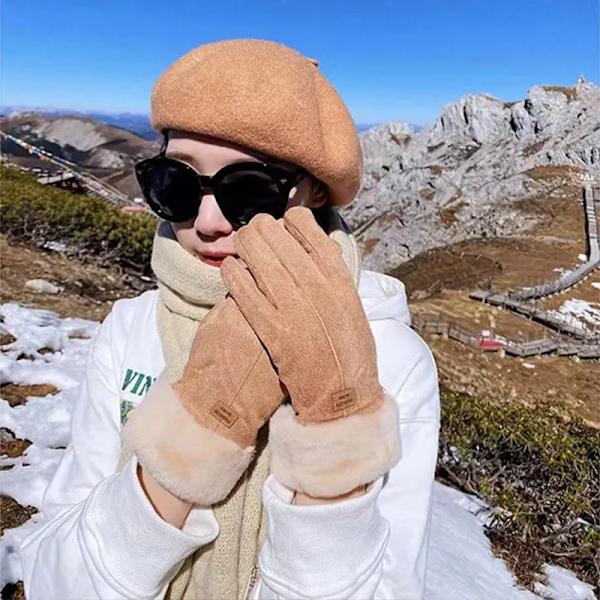 Nya Modehandskar Höst Vinter Söta Fluffiga Varma Vantar Fullfinger Vantar Kvinnor Utomhus Sport Damhandskar Skärm Brown One Size