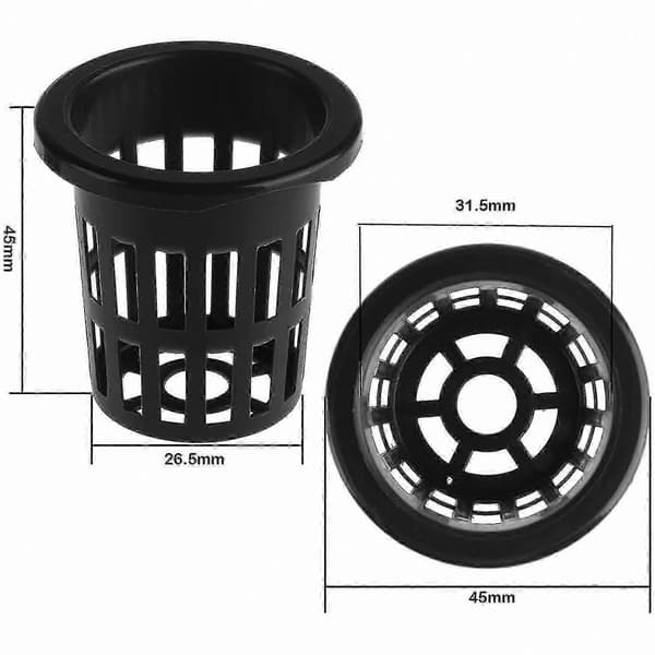 100-pack 1,77\" nätkrukor med bred kant för hydroponiska odlingssystem