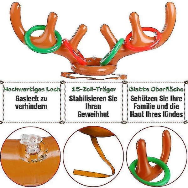 Christmas Renhorn Ring - Fest Familjespel Uppblåsbara leksaker 4*Antlers and16*Rings