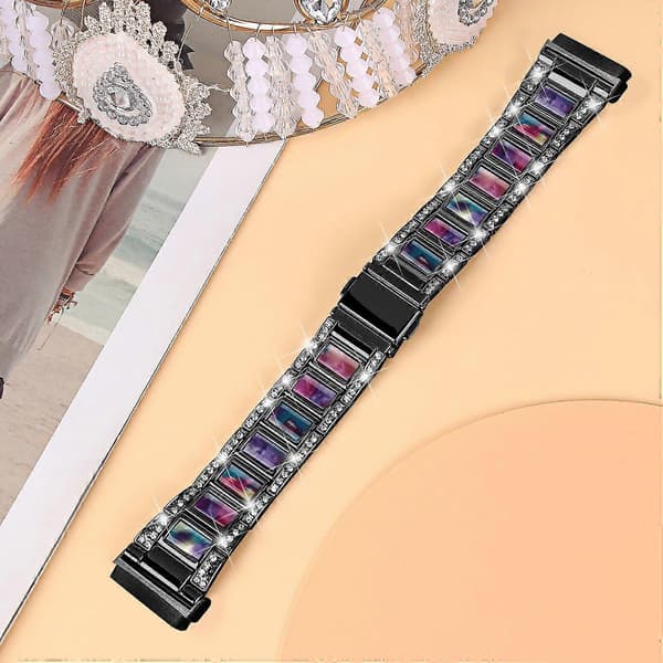 Kompatibel med Fitbit Versa 4 Klockarmband Multicolor Black/Purple Green Mix