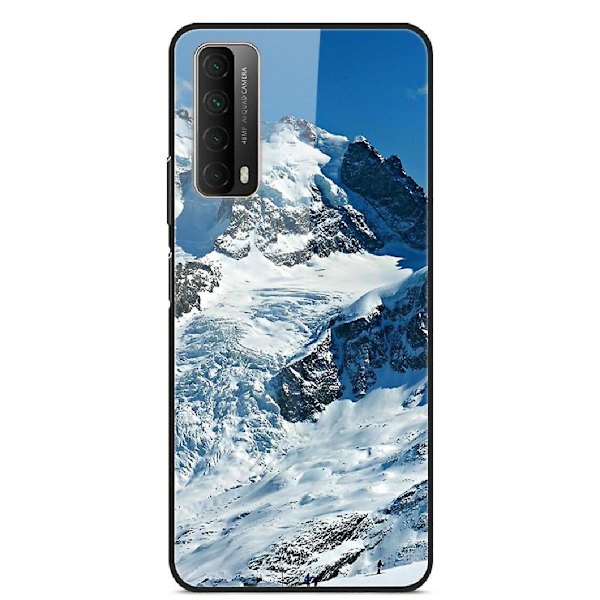 Snowy Mountain Mønster Print Glas TPU Case Kompatibel med Din Huawei P Smart 2021/y7a Black 2XL