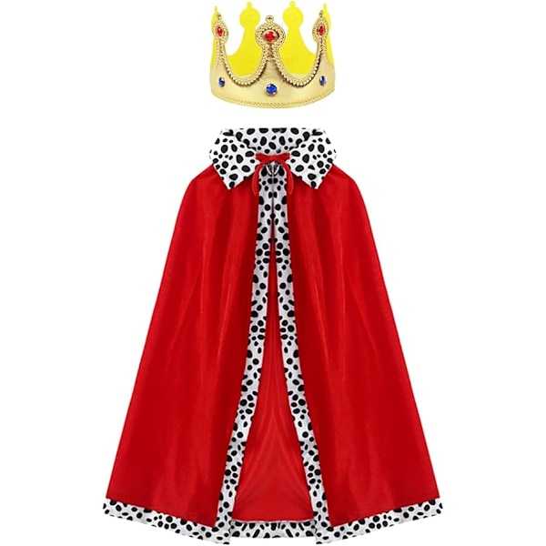 Vuxen Kung Drottning Kostymset, Kung Robe Drottning Robe med Krona (Set om 2).