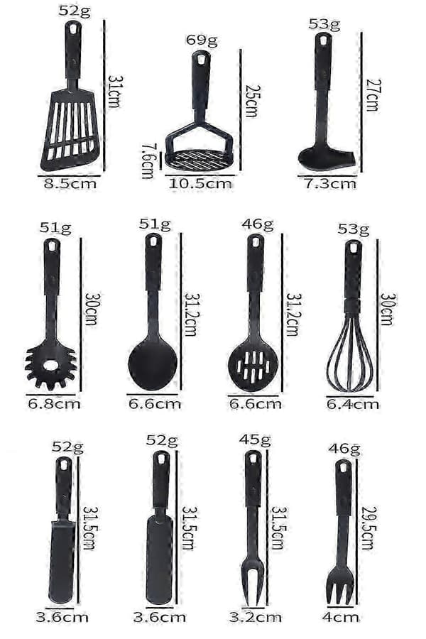 Simpel nylon kødgreb, 30 cm, Sort udgave 0621