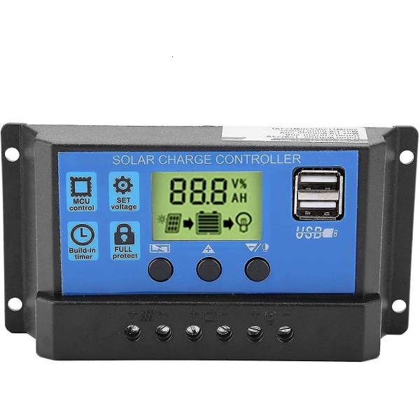 12v/24v Pwm Regulator Charge Controller Solpanel Charge Controller med dubbla USB och lcd-skärm 10a/20a/30a(yjss-10a)