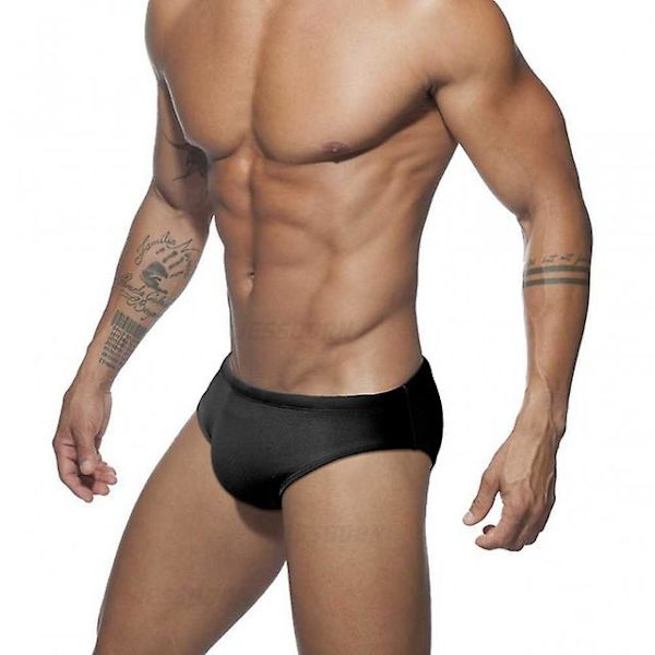 Sexiga Herrar Glitter Push Pad Baddräkt Nylon Låg Midja Bikini Badbyxor Sport Strand Badkläder Mode Manliga Ljusa Surf Trunks black no pad XL