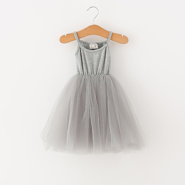 Piger Sommer Kjole Uden Ærmer 3 4 7 8 År Børn Casual Tutu Grå Gray 7T