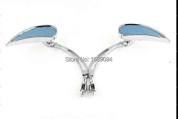 Chrome Anpassade Backspeglar Blå För Harley Motorcykel Cruiser Chopper Dyna Electra Glide