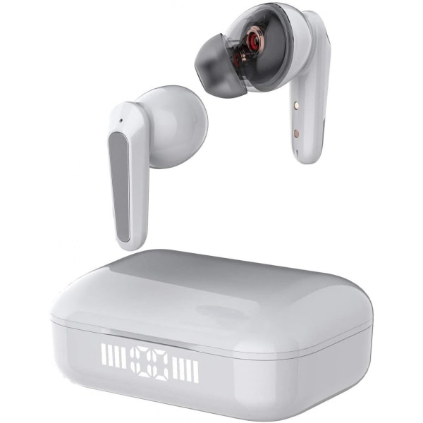 Bluetooth hörlurar i örat, pekkontroll, trådlösa hörlurar med intensiv bas (vit)