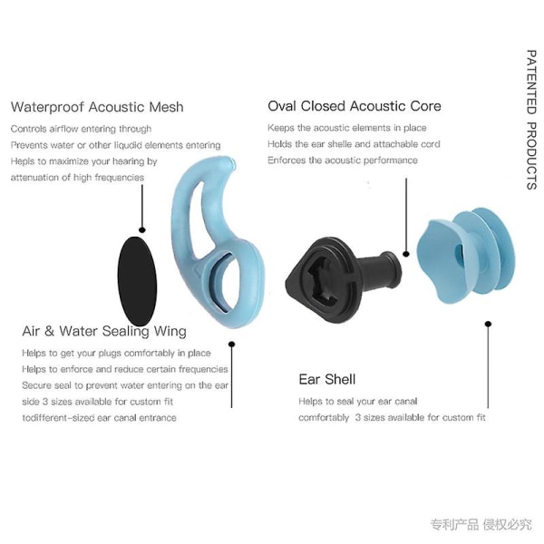 Öronproppar för simning Mjukt silikonljud Vattentäta öronproppar Dykning Vattensurfning Simning Vattentät Touch Öronproppar Snorkling Set|näsa/öronklämmor| Two set