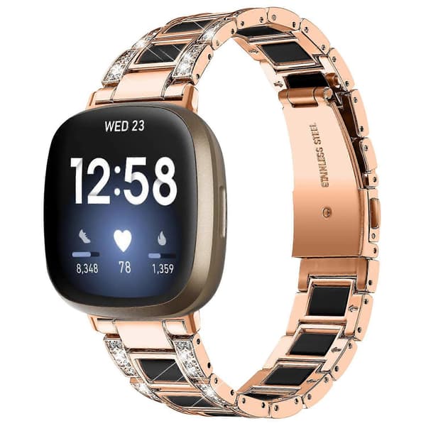 Kompatibel med Fitbit Versa 4 Urremme Multicolor Rose Gold/Black