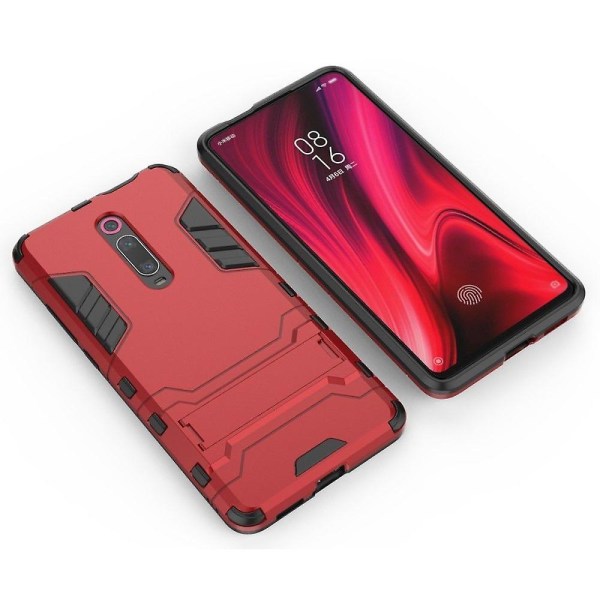 Punainen hybridi TPU -kotelo jalustalla Xiaomi Redmi K20/k20 Pro/mi 9t/mi 9t Pro -puhelimelle