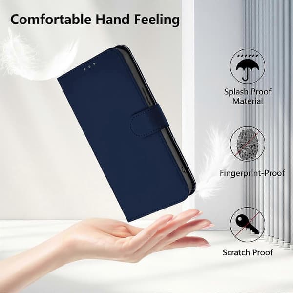 PU-deksel i solid farge for Redmi Note 14 Pro 5G / 14 Pro+ 5G Navy Blue