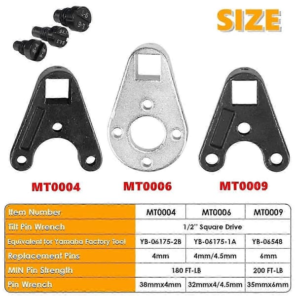 Hydraulisk Trim Tilt Pin Nøgle Sæt til Påhængsmotor Trim System