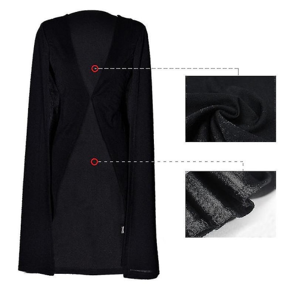 Kvinnor Casual öppen kappa Trench Der Coat Black 4XL