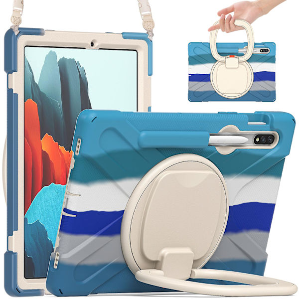 Fodral med magnetiskt stativ och pennhållare för Samsung Galaxy Tab S7 Plus Fe Kompatibel med Galaxy Tab S6 Lite Tab A 10.1 A 8 A7 10.4 Fodral Rainbow colors 3 Tab A7 lite 8.7