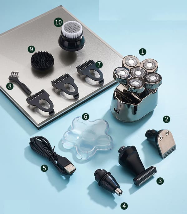 INF 6-i-1 barbermaskin/trimmer for hode og ansikt Grå 90