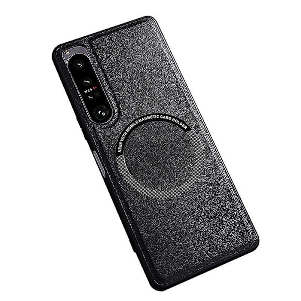 Magnetiskt telefonfodral för Sony Xperia 10 V, läderbelagt PC+TPU-skal kompatibelt med Magsafe