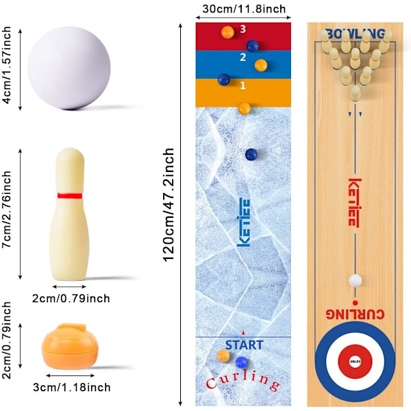 Curlingspel för Familjen 47 tum, 3 i 1 Bordsspel, Bordscurling, Bordscurling Bowling