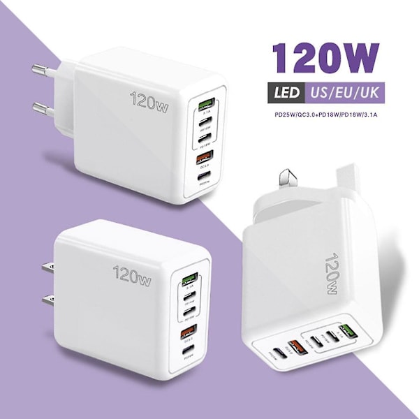 USB-C 120W PD Laddare Typ C Strömadapter För Telefon Samsung
