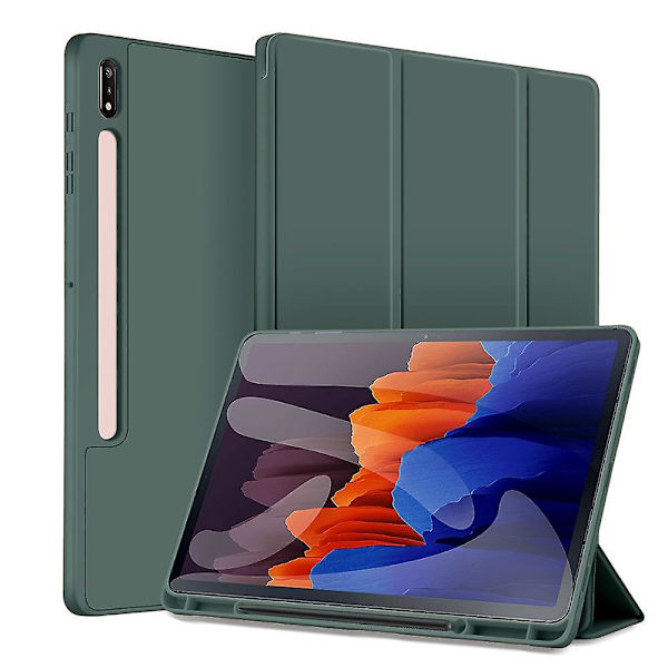 För Nya Samsung Galaxy Tab S7 Fe Lte 12.4\" Plus Skal För Samsung Tab S7 11 Skal Med Pennhållare S8 Plus 12.4 Fodral Auto Sleep darkgreen TAB S8 11 inch