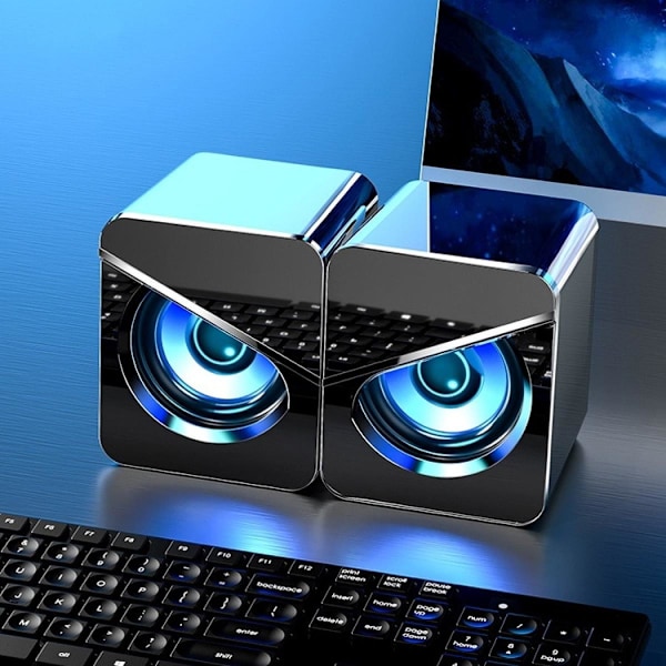 Svart Mini Datorhögtalare Trådbunden USB Högtalare 3D Stereo Ljud Surround Högtalare PC Laptop Notebook PC Ingen Bluetooth Högtalare
