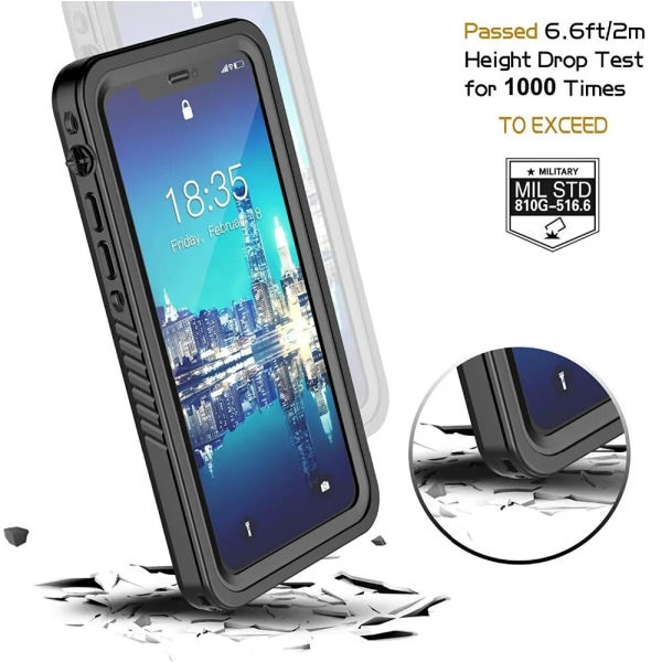 IP68 vattentätt phone case för iPhone 15 14 13 12 11 Pro XS MAX XR 6 6S 7 8 Plus Dykning Rugged Clear Back Cover Skärmskydd No Strap for iPhone 12 Mini