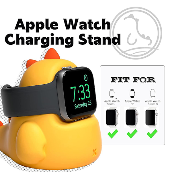 -laddarställ kompatibelt med Apple Watch Series 7/6/se/5/4/3/2/1, Dinosaur Iwatch Laddningsdocka orange