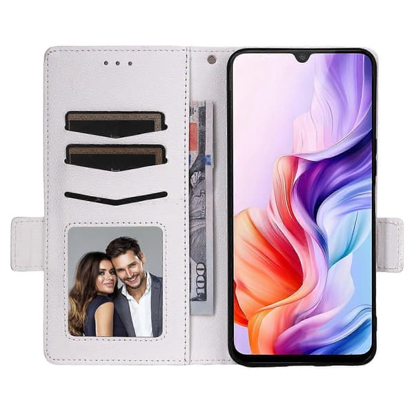 Plånboksfodral för ZTE Blade V70 Max nubia V70 Max med flip och litchi-textur i PU-läder - Grå Multicolor White