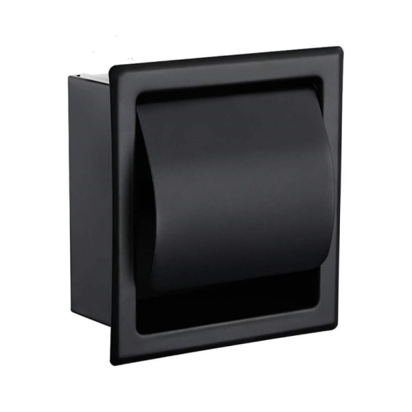 Svart helt metall toalettpapper/mjukpappershållare 304 rostfritt stål konstruktion dubbelvägg toalett rullande kartong | Pappershållare (svart)