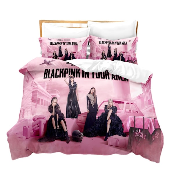B01 Svart Rosa 3D-tryckt Set Påslakan Örngott Barnpresent, Enkelsäng 135x200cm