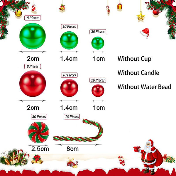 Julvas Filler Pärla för Candyland Pearls Water Gels Pärlor Flytande ljus Mittpunkt Festdekor Green