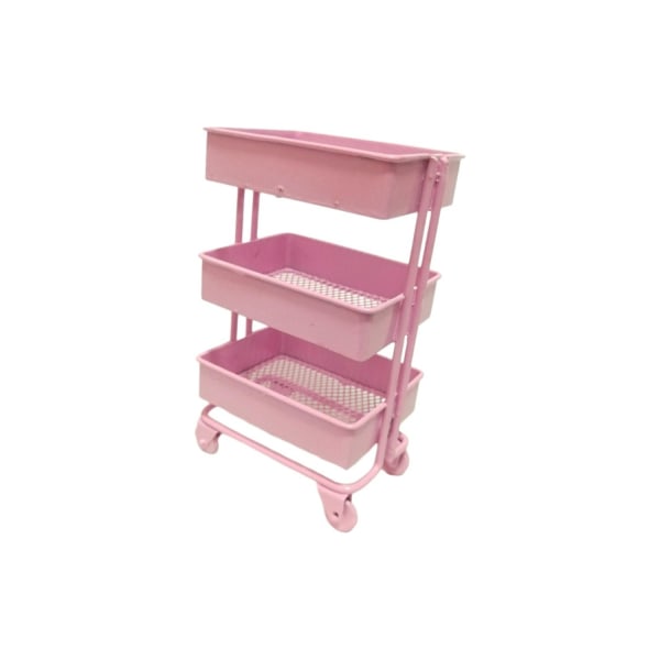 2x Modern 1/12 Mini 3-vånings Förvaringshylla Dockskåp Rumstillbehör Rosa Colourful