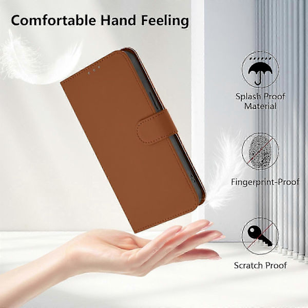 PU-deksel i solid farge for Redmi Note 14 Pro 5G / 14 Pro+ 5G Brown