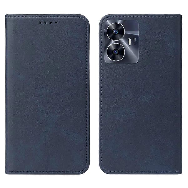 Magnetisk Stängning Läder Telefonfodral Blue For Realme C55