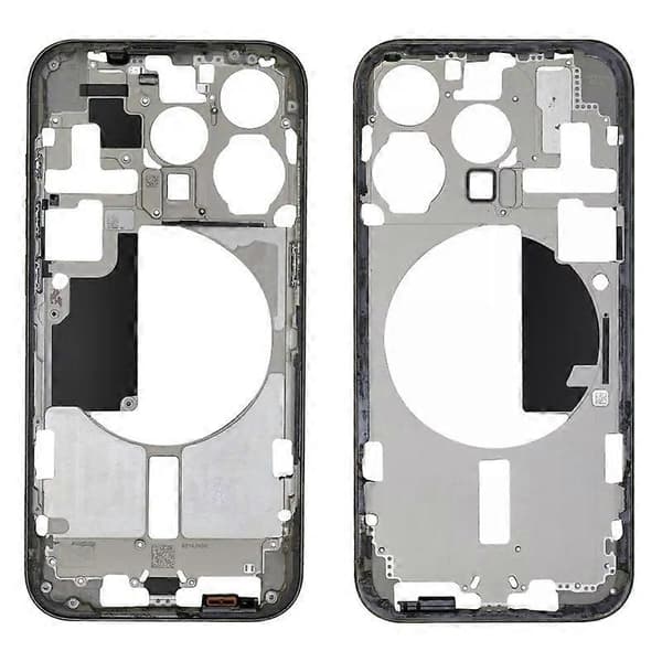 Midtramme-rammeplate med sideknapper + kortbrett for iPhone 15 Pro Black US Version