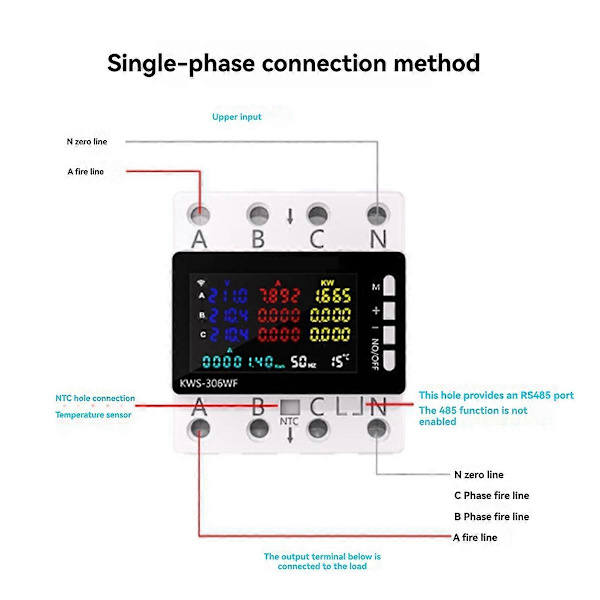 KWS-306L Effektmätare RS485 Version AC Energi Effekt Voltmeter Spänning