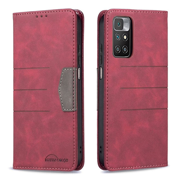 Binfen Color magneettinen PU-kotelo, kaksisävyinen punainen Xiaomi Redmi Note 10 4g/Redmi Note 11 4g/Redmi Note 10s -puhelimellesi