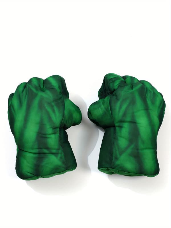 Superhjältehandskar för barn, gröna nävar, svart mask, medium stretchtyg Green One-size