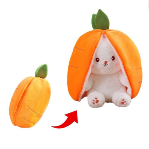 Förvandlingsbar Jordgubbsmorot Kanin Plyschleksak Gosedjur Kanin ZX Carrot 25cm