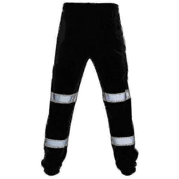 Säkerhetsarbetsbyxor för vuxna, hög synlighet, elastisk midja, svettbyxor Black M