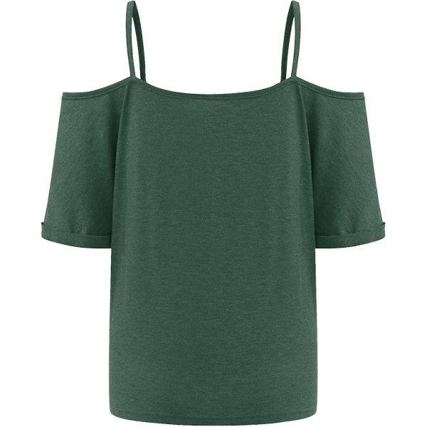 Sommar Dam Sexig Off-shoulder Linne Färg Bomull Kortärmad T-shirt L