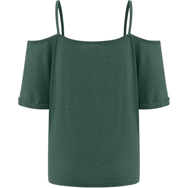 Sommar, sexig, off-shoulder-topp för damer i bomull, kortärmad T-shirt L