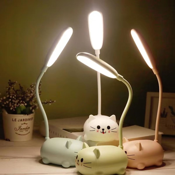 Sød Grøn Mini Kat Natlampe, USB Genopladelig, Sammenklappelig til Børneværelse GRØN gRÖN gRÖN