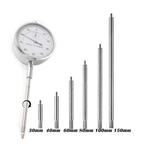 6st Dial Indikator Förlängningsstång Set, M2.5 Gänga, 30-150mm Längder, Mätning för Dial & Siffra