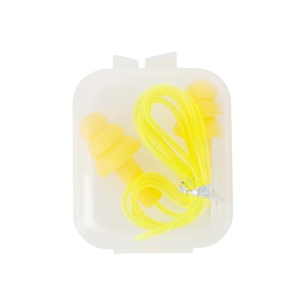 1 par simöronproppar Bullerreducering Komfortöronproppar Vattentät silikon Mjuka öronproppar med rep Skyddande för simning Yellow -1pair