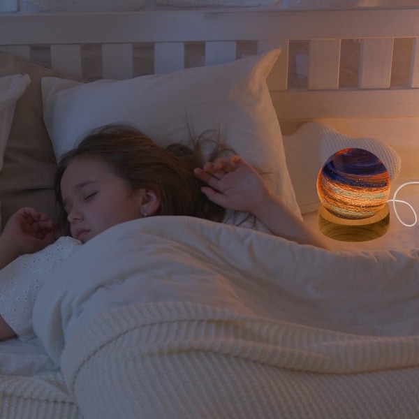 3D Planet Glas Kugle Natlampe, Dæmpbar med 16 RGB Farver, USB Træbase (8cm) c c Parent