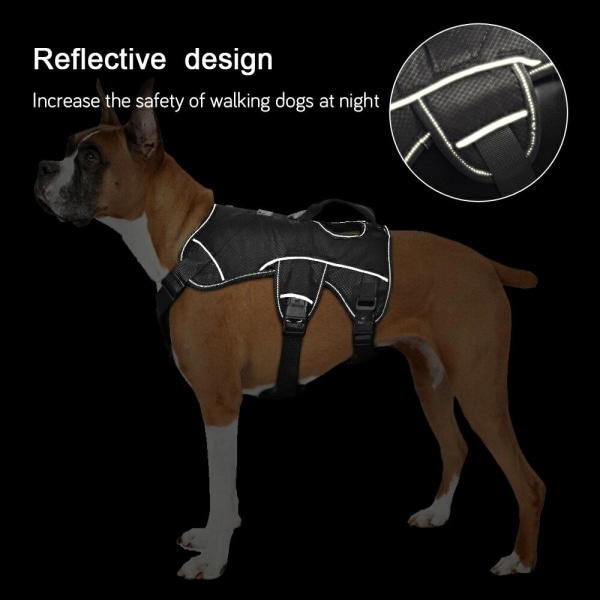 Stor Hund Sele Nylon Reflektor Husdjur Stor Hund Justerbar Åtdragning, Ingen Drag Hund Väst för Medium Stor Hund Bulldog Bulldog | Lides (svarta)