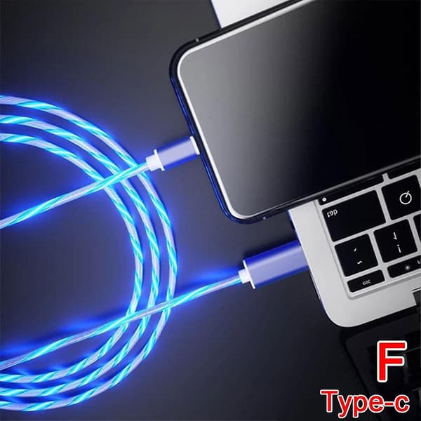 Android/TypeC Snabbladdningskabel LED Självlysande Flödande USB-kabel Färgrik Blue Typec