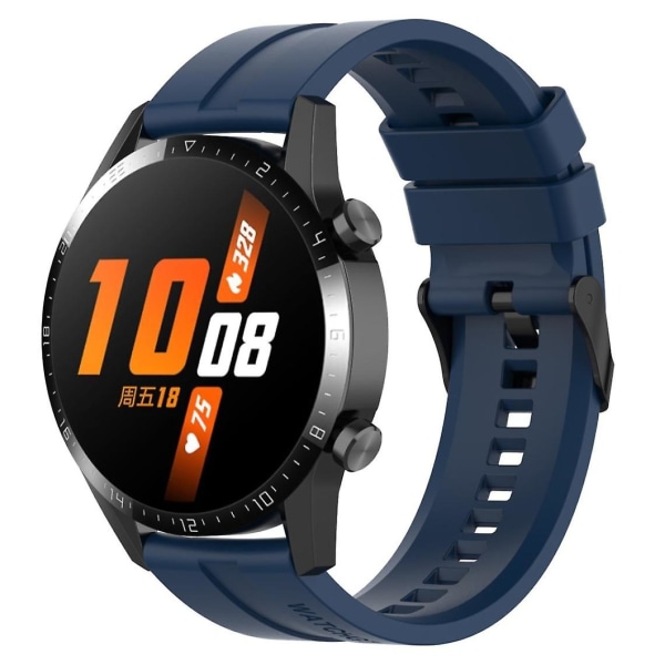 20mm silikonrem, justerbar, stålspänne Svart/mörkblå för din Huawei Watch Gt Runner/ watch Gt3 42mm